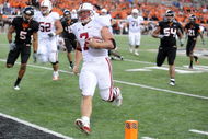 CORVALLIS, OR - OCTOBER 10: Running back Toby Gerhart #7 of the Stanford Cardinals crosses the goal line for a touchdown in the fourth quarter of the game against the Oregon State Beavers at Reser Stadium on October 10, 2009 in Corvallis, Oregon. Gerhart was held to 96 yards and two touchdowns as the Beaver won the game 38-28(Photo by Steve Dykes/Getty Images)