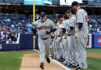 NEW YORK - OCTOBER 07:  Manager Ron Gardenhire #35 of the Minnesota Twins is introduced before Game One of the ALDS against the New York Yankees during the 2009 MLB Playoffs at Yankee Stadium on October 7, 2009 in the Bronx borough of New York City.  (Photo by Jim McIsaac/Getty Images)