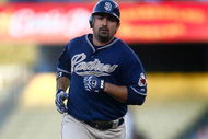 LOS ANGELES, CA - SEPTEMBER 06: Adrian Gonzalez #23 of the San Diego Padres rounds second base after hitting a solo homerun in the fifth inning against the Los Angeles Dodgers at Dodger Stadium on September 6, 2009 in Los Angeles, California. The Padres defeated the Dodgers 4-3. (Photo by Jeff Gross/Getty Images)