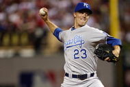 ST. LOUIS, MO - JULY 14:  American League All-Star Zack Greinke of the Kansas City Royals pitches during the 2009 MLB All-Star Game at Busch Stadium on July 14, 2009 in St Louis, Missouri. (Photo by Jamie Squire/Getty Images)