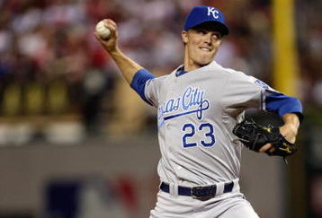 ST. LOUIS, MO - JULY 14:  American League All-Star Zack Greinke of the Kansas City Royals pitches during the 2009 MLB All-Star Game at Busch Stadium on July 14, 2009 in St Louis, Missouri. (Photo by Jamie Squire/Getty Images)