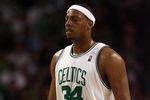 BOSTON - MAY 17:  Paul Pierce #34 of the Boston Celtics walks off the court as he is pulled from the game late in the fourth quarter against the Orlando Magic in Game Seven of the Eastern Conference Semifinals during the 2009 NBA Playoffs at TD Banknorth Garden on May 17, 2009 in Boston, Massachusetts. The Orlando Magic defeated the Boston Celtics 101-82 to advance to the Eastern Conference Finals. NOTE TO USER: User expressly acknowledges and agrees that, by downloading and or using this photograph, User is consenting to the terms and conditions of the Getty Images License Agreement.  (Photo by Elsa/Getty Images)