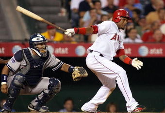 ANAHEIM, CA - AUGUST 08:  Infielder Erick Aybar #2 of the Los Angeles Angels of Anahem bats during the game against the New York Yankees at Angel Stadium on August 8, 2008 in Anaheim, California. The Angels defeated the Yankees 10-5.  (Photo by Christian Petersen/Getty Images)