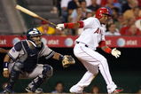 ANAHEIM, CA - AUGUST 08:  Infielder Erick Aybar #2 of the Los Angeles Angels of Anahem bats during the game against the New York Yankees at Angel Stadium on August 8, 2008 in Anaheim, California. The Angels defeated the Yankees 10-5.  (Photo by Christian Petersen/Getty Images)