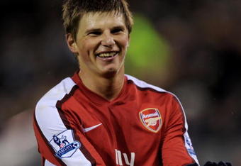 WEST BROMWICH, UNITED KINGDOM - MARCH 03:  Andrei Arshavin of Arsenal celebrates after setting up the second goal for his team during the Barclays Premier League match between West Bromwich Albion and Arsenal at The Hawthorns on March 3, 2009 in Birmingham, England.  (Photo by Shaun Botterill/Getty Images)