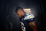 SAN DIEGO - AUGUST 15:  Linebacker Shawne Merriman #56 of the San Diego Chargers paces in the tunnel as he waits to be introduced to the crowd before the game against the Seattle Seahawks on August 15, 2009 at Qualcomm Stadium in San Diego, California.  (Photo by Stephen Dunn/Getty Images)