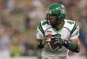 TORONTO, ON - NOVEMBER 25:  Kerry Joseph #4 of the Saskatchewan Rough Riders drops back in the pocket against the Winnipeg Blue Bombers during the third quarter of the 95th Grey Cup on November 25, 2007 at the Rogers Centre in Toronto, Ontario, Canada.  (Photo by Harry How/Getty Images)