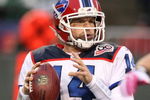 EAST RUTHERFORD, NJ - OCTOBER 18:  Ryan Fitzpatrick #14 of The Buffalo Bills looks to pass against The New York Jets during their game on October 18, 2009 at Giants Stadium in East Rutherford, New Jersey.  (Photo by Al Bello/Getty Images)