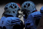 SAN DIEGO - OCTOBER 17:  Max Hall #15 and Jo Jo Pili #26 of BYU Cougars celebrate a touchdown against San Diego State Aztecs at Qualcomm Stadium on October 17, 2009 in San Diego, California.  (Photo by Jacob de Golish/Getty Images)