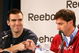 TAMPA, FL - JANUARY 30: (L-R) Quarterback Joe Flacco of the Baltimore Ravens and media personality Mike Greenberg pump fists during the 'Reebok SmoothFit Select Ride Shoe' Press Conference at the Tampa Convention Center on January 30, 2009 in Tampa, Florida. (Photo by Christian Petersen/Getty Images for Reebok)