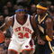 NEW YORK - NOVEMBER 04:  Eddie Curry #34 of the New York Knicks dribbles against Jermaine O'Neal #7 of the Indiana Pacers on November 4, 2006 at Madison Square Garden in New York City. NOTE TO USER: User expressly acknowledges and agrees that, by downloading and/or using this Photograph, User is consenting to the terms and conditions of the Getty Images License Agreement.  (Photo by Nick Laham/Getty Images)