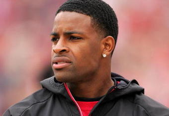 SAN FRANCISCO - OCTOBER 11:  Michael Crabtree, the San Francisco 49ers first round draft pick, watches the 49ers game against the Atlanta Falcons on the sidelines at Candlestick Park on October 11, 2009 in San Francisco, California.  (Photo by Ezra Shaw/Getty Images)