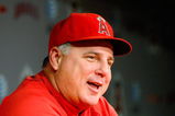 ANAHEIM, CA - OCTOBER 18:  Manager Mike Scioscia of the Los Angeles Angels of Anaheim addresses the media during an off-day press conference part of the ALCS during the 2009 MLB Playoffs at Angel Stadium of Anaheim on October 18, 2009 in Anaheim, California.  (Photo by Jeff Gross/Getty Images)