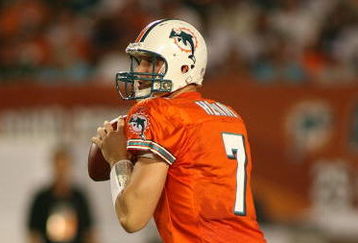 MIAMI - OCTOBER 12:  Quarterback Chad Henne #7 of the Miami Dolphins throws against the New York Jets f prior to at Land Shark Stadium on October 12, 2009 in Miami, Florida. Miami defeated New York 31-27.  (Photo by Marc Serota/Getty Images)