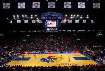 LAWRENCE, KS - FEBRUARY 21:  A general view during the game between the Nebraska Cornhuskers and the Kansas Jayhawks on February 21, 2009 at Allen Fieldhouse in Lawrence, Kansas.  (Photo by Jamie Squire/Getty Images)