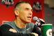 ANAHEIM, CA - OCTOBER 19: Manager Joe Girardi of the New York Yankees talks to the media prior to the start of Game Three of the ALCS against the Los Angeles Angels of Anaheim during the 2009 MLB Playoffs at Angel Stadium on October 19, 2009 in Anaheim, California. (Photo by Kevork Djansezian/Getty Images)