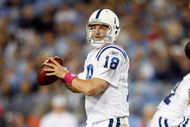 NASHVILLE, TN - OCTOBER 11:  Peyton Manning #18 of the Indianapolis Colts throws the ball during the NFL game against the Tennessee Titans at LP Field on October 11, 2009 in Nashville, Tennessee. The Colts defeated the Titans 31-9.  The Colts won 31-9.  (Photo by Andy Lyons/Getty Images)