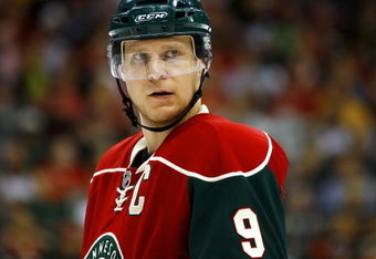 ST. PAUL, MN - MARCH 22: Mikko Koivu #9 of the Minnesota Wild looks on against the Edmonton Oilers on March 22, 2009 at the Xcel Energy Center in St. Paul, Minnesota. (Photo by Scott A. Schneider/Getty Images)