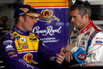 AVONDALE, AZ - APRIL 17:  Jamie McMurray (L), driver of the #26 Crown Royal Ford talks with Bobby Labonte, driver of the #96 ASK.com Ford during practice for the NASCAR Sprint Cup Series SUBWAY Fresh Fit 500 at Phoenix International Raceway on April 17, 2009 in Avondale, AZ.  (Photo by Chris Graythen/Getty Images for NASCAR)