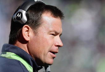 SEATTLE - OCTOBER 11:  Head coach Jim Mora of the Seattle Seahawks watches the action during the game against the Jacksonville Jaguars on October 11, 2009 at Qwest Field in Seattle, Washington. The Seahawks defeated the Jaguars 41-0. (Photo by Otto Greule Jr/Getty Images)   