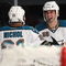 NEW YORK - OCTOBER 19: Brad Staubitz #59 of the San Jose Sharks celebrates his first goal of the season against the New York Rangers and is joined by Scott Nichol #21 at Madison Square Garden on October 19, 2009 in New York City. (Photo by Bruce Bennett/Getty Images)