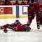20 Nov 1999: Brian Savage #49of the Montreal Canadiens lays hurt on the ice with a fractured vertabrae during a game against the Los Angeles Kings at the Staple Center in Los Angeles, California. The Canadiens defeated the Kings 5-3. Mandatory Credit: Kellie Landis  /Allsport