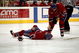 20 Nov 1999: Brian Savage #49of the Montreal Canadiens lays hurt on the ice with a fractured vertabrae during a game against the Los Angeles Kings at the Staple Center in Los Angeles, California. The Canadiens defeated the Kings 5-3. Mandatory Credit: Kellie Landis /Allsport