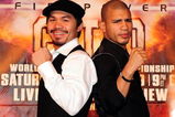 BEVERLY HILLS, CA - SEPTEMBER 14:  Manny Pacquiao and  Miguel Cotto pose for pictures during the press conference at the Beverly Hills Hotel on September 14, 2009 in Beverly Hills, California.  (Photo by Jacob de Golish/Getty Images)