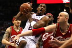 ATLANTA - MAY 09:  Joe Johnson #2 of the Atlanta Hawks drives against Zydrunas Ilgauskas #11 of the Cleveland Cavaliers in Game Three of the Eastern Conference Semifinals during the 2009 NBA Playoffs at Philips Arena on May 9, 2009 in Atlanta, Georgia.  NOTE TO USER: User expressly acknowledges and agrees that, by downloading and/or using this Photograph, user is consenting to the terms and conditions of the Getty Images License Agreement.  (Photo by Andy Lyons/Getty Images)