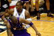 ORLANDO, FL - JUNE 11: Dwight Howard #12 of the Orlando Magic and Kobe Bryant #24 of the Los Angeles Lakers get tangeled up in the third quarter in Game Four of the 2009 NBA Finals on June 11, 2009 at Amway Arena in Orlando, Florida. NOTE TO USER: User expressly acknowledges and agrees that, by downloading and or using this photograph, User is consenting to the terms and conditions of the Getty Images License Agreement. (Photo by Ronald Martinez/Getty Images)