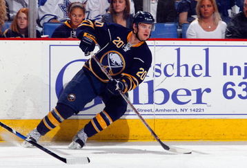 BUFFALO, NY - MARCH 27:  Daniel Paille #20 of the Buffalo Sabres skates with the puck against the Toronto Maple Leafs on March 27, 2009 at HSBC Arena in Buffalo, New York. (Photo by Rick Stewart/Getty Images)