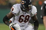 GREEN BAY, WI - SEPTEMBER 13: Frank Omiyale #68 of the Chicago Bears prepares to block against the Green Bay Packers on September 13, 2009 at Lambeau Field in Green Bay, Wisconsin. The Packers defeated the Bears 21-15. (Photo by Jonathan Daniel/Getty Images)