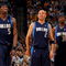 DENVER - MAY 13:  Josh Howard #5, Jason Kidd #2 and Jason Terry #31 of the Dallas Mavericks pause during action against the Denver Nuggets in Game Five of the Western Conference Semifinals during the 2009 NBA Playoffs at Pepsi Center on May 13, 2009 in Denver, Colorado. NOTE TO USER: User expressly acknowledges and agrees that, by downloading and or using this photograph, User is consenting to the terms and conditions of the Getty Images License Agreement.  (Photo by Doug Pensinger/Getty Images)