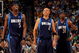 DENVER - MAY 13: Josh Howard #5, Jason Kidd #2 and Jason Terry #31 of the Dallas Mavericks pause during action against the Denver Nuggets in Game Five of the Western Conference Semifinals during the 2009 NBA Playoffs at Pepsi Center on May 13, 2009 in Denver, Colorado. NOTE TO USER: User expressly acknowledges and agrees that, by downloading and or using this photograph, User is consenting to the terms and conditions of the Getty Images License Agreement. (Photo by Doug Pensinger/Getty Images)