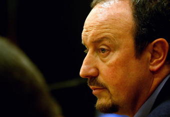 LIVERPOOL, ENGLAND - OCTOBER 19:  Liverpool manager Rafael Benitez reflects on a question during a press conference prior to the UEFA Champions League Group E match between Liverpool and Lyon at Anfield on October 19, 2009 in Liverpool, England.  (Photo by Clive Brunskill/Getty Images)