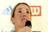 LIMETTE, BELGIUM - MAY 14: World number one of women's tennis Justine Henin announces her retirement to the press, at her tennis club TC Justine N1, on May 14, 2008 in Limette, Belgium. The 25-year-old insists her decision is final and said 'It's the end of a wonderful adventure but it's something I have been thinking about for a long time'.  She is the winner of seven Grand Slam singles titles and 41 WTA singles titles.   (Photo by Mark Renders/Getty Images)
