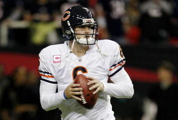 ATLANTA - OCTOBER 18:  Quarterback Jay Cutler #6 of the Chicago Bears  warms up prior to the start of the game against the Atlanta Falcons at the Georgia Dome on October 18, 2009 in Atlanta, Georgia. (Photo by Kevin C. Cox/Getty Images)