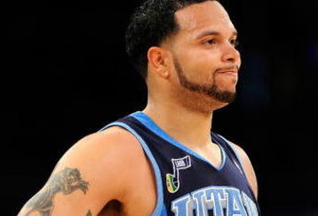 LOS ANGELES, CA - APRIL 21:  Deron Williams #8 of the Utah Jazz looks on against the Los Angeles Lakers in Game Two of the Western Conference Quarterfinals during the 2009 NBA Playoffs at Staples Center on April 21, 2009 in Los Angeles, California. NOTE TO USER: User expressly acknowledges and agrees that, by downloading and or using this photograph, User is consenting to the terms and conditions of the Getty Images License Agreement.  (Photo by Kevork Djansezian/Getty Images)
