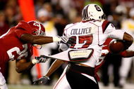 TUSCALOOSA - OCTOBER 17:  Return man Chris Culliver #17 of the South Carolina Gamecocks is tackled by special teams defender Terry Grant #29 of the Alabama Crimson Tide at Bryant-Denny Stadium on October 17, 2009 in Tuscaloosa, Alabama. The Crimson Tide beat the Gamecocks 20-6.  (Photo by Mike Zarrilli/Getty Images)