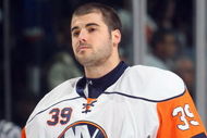 UNIONDALE, NY - DECEMBER 26:  Goalie Rick DiPietro #39 of the New York Islanders looks on before the game against the Toronto Maple Leafs on December 26, 2008 at the Nassau Coliseum in Uniondale, New York.  (Photo by Bruce Bennett/Getty Images)