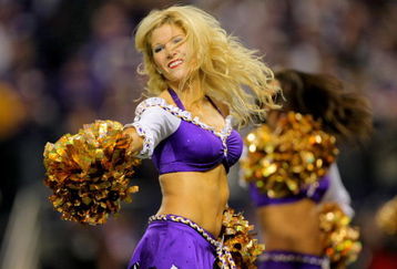 MINNEAPOLIS - OCTOBER 18:  The Minnesota Vikings cheerleaders perform during a break in the action against the Baltimore Ravens during NFL action at Hubert H. Humphrey Metrodome on October 18, 2009 in Minneapolis, Minnesota. The Vikings defeated the Ravens 33-31.  (Photo by Doug Pensinger/Getty Images)