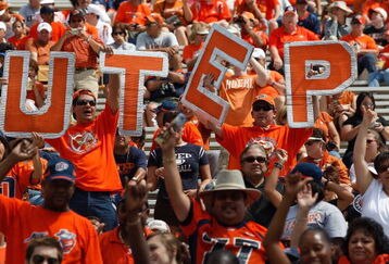 AUSTIN, TX - SEPTEMBER 26:  UTEP Miners fans before a game with the Texas Longhorns at Darrell K Royal-Texas Memorial Stadium on September 26, 2009 in Austin, Texas.  (Photo by Ronald Martinez/Getty Images)