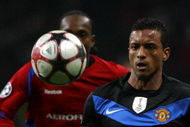 MOSCOW, RUSSIA - OCTOBER 21: Nani of Manchester United FC in action against Chidi Odiah of PFC CSKA Moscow during the UEFA Champions League group B match between CSKA Moscow and Manchester United at the Pat Luzhniki Stadium on October 21, 2009 in Moscow, Russia.  (Photo by Dmitry Korotayev/Epsilon/Getty Images)