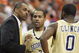 ATLANTA - MARCH 12: Head coach Paul Hewitt of the Georgia Tech Yellow Jackets coaches Maurice Miller #3 and Lewis Clinch #0 against the Clemson Tigers during day one of the 2009 ACC Men's Basketball Tournament on March 12, 2009 at the Georgia Dome in Atlanta, Georgia. (Photo by Kevin C. Cox/Getty Images)