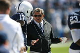 STATE COLLEGE, PA - SEPTEMBER 19: Head coach Joe Paterno of the Penn State Nittany Lions coaches on the sideline during a game against the Temple Owls on September 19, 2009 at Beaver Stadium in State College, Pennsylvania. (Photo by Hunter Martin/Getty Images)