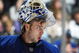 TORONTO, ON - SEPTEMBER 26:  Jonas Gustavsson #50 of the Toronto Maple Leafs takes a breather in a pre-season game against the Detroit Red Wings on September 26, 2009 at the Air Canada Centre in Toronto, Ontario. The Leafs defeated the Red Wings 2-1. (Photo by Claus Andersen/Getty Images)