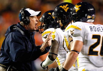 AUBURN, AL - SEPTEMBER 19:  Head coach Bill Stewart of the West Virginia Mountaineers against the Auburn Tigers at Jordan-Hare Stadium on September 19, 2009 in Auburn, Alabama.  (Photo by Kevin C. Cox/Getty Images)