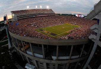 BATON ROUGE, LA - SEPTEMBER 19:  Fans watch during the game between the Louisiana State University Tigers and the University of Louisiana-Lafatette Ragin' Cajuns at Tiger Stadium on September 19, 2009 in Baton Rouge, Louisiana.  (Photo by Chris Graythen/Getty Images)