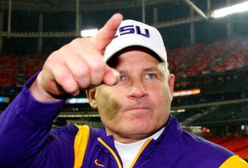 ATLANTA - DECEMBER 31:  Head coach Les Miles of the LSU Tigers celebrates after a 38-3 win over the Georgia Tech Yellow Jackets in the Chick-fil-A Bowl on December 31, 2008 at the Georgia Dome in Atlanta, Georgia.  (Photo by Kevin C. Cox/Getty Images)