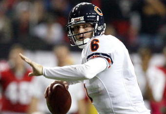 ATLANTA - OCTOBER 18:  Quarterback Jay Cutler #6 of the Chicago Bears against the Atlanta Falcons at Georgia Dome on October 18, 2009 in Atlanta, Georgia.  (Photo by Kevin C. Cox/Getty Images)